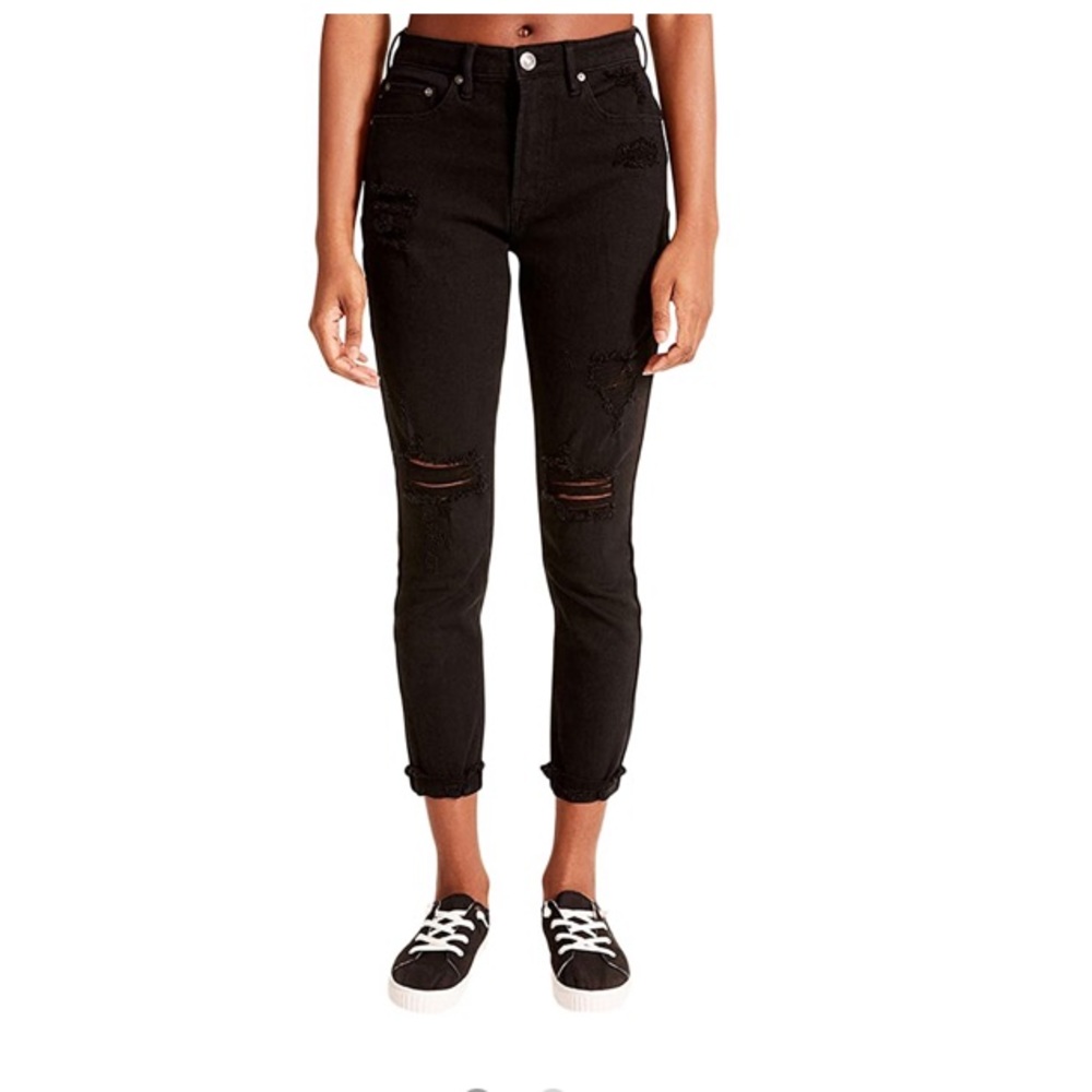 Madden Girl Naomi jeans ankle skinny black denim 29 NWT distressed grunge edgy